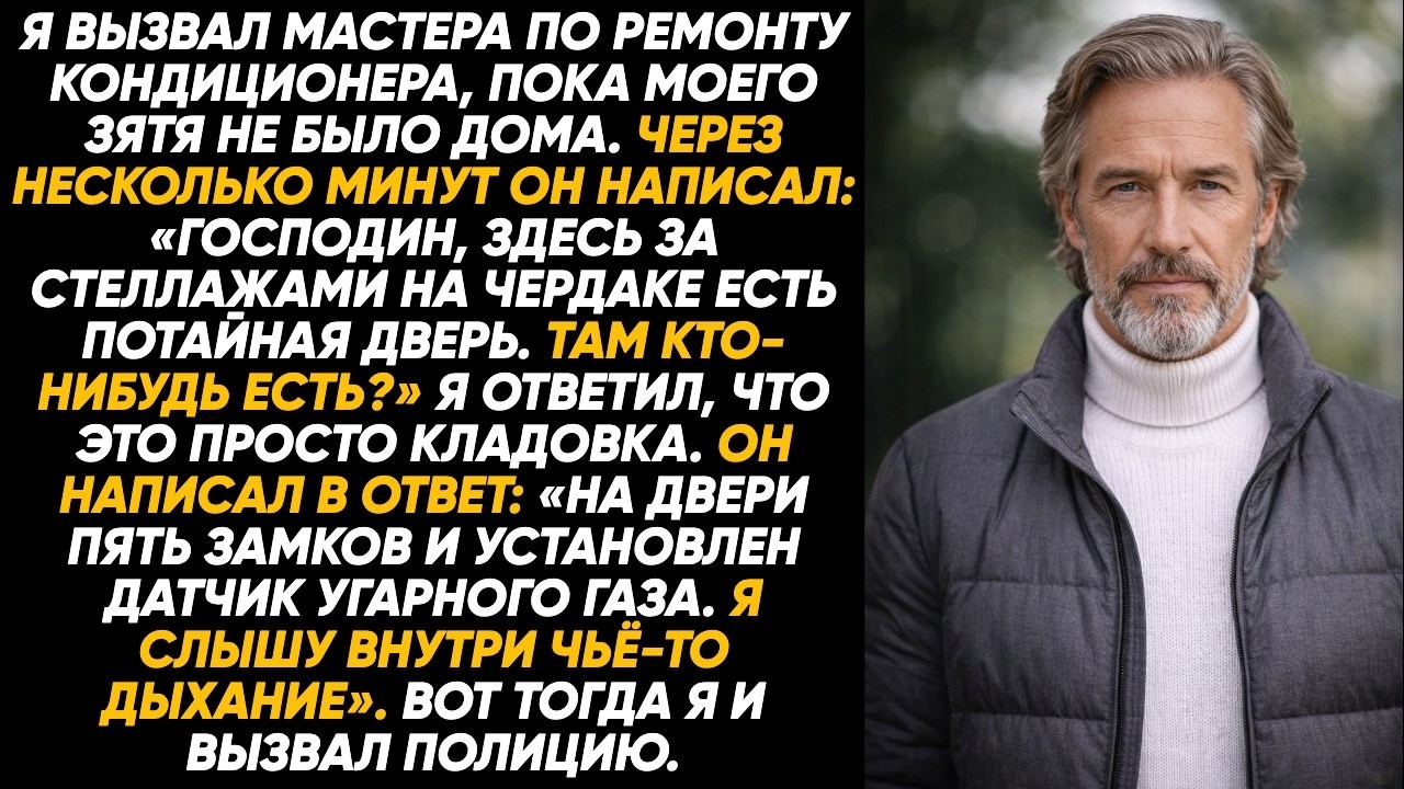 В жару я вызвал мастера по кондиционеру, а он написал: «В чердаке там обнаружил ещё потайную дверь…»