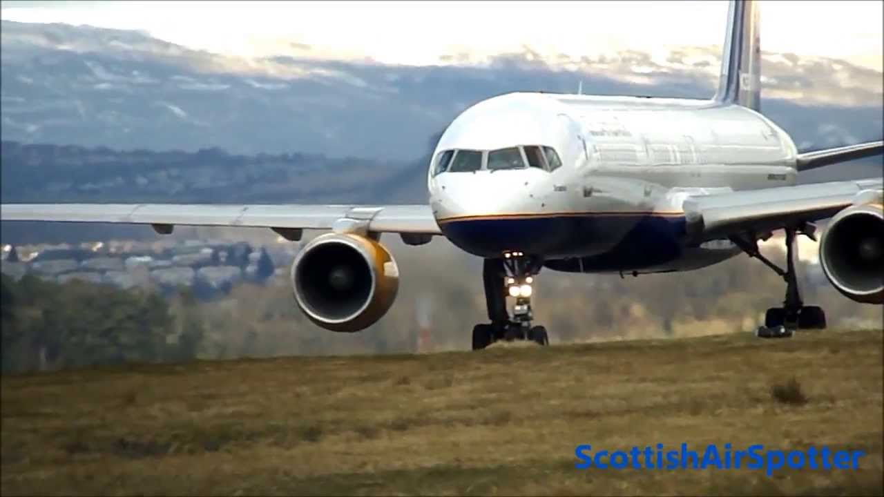 Icelandair 757-208 Smokey Takeoff From Glasgow Airport