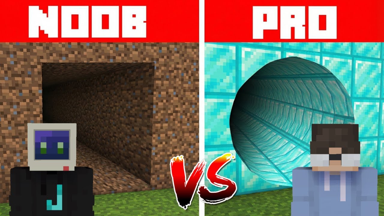 Minecraft NOOB vs PRO SAFEST SECURITY TUNNEL BUILD CHALLENGE MINECRAFT | Tagalog