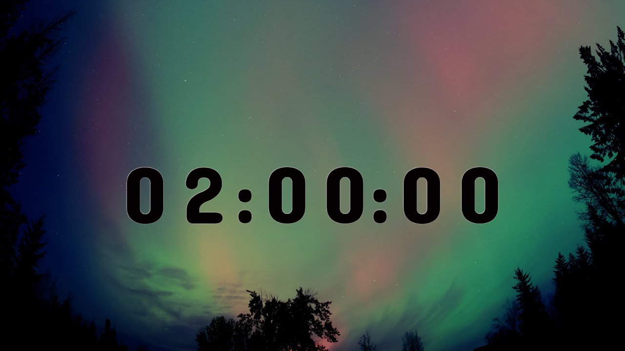 2 Hour Pomodoro Timer (25/5) | Northern Lights Background | Focus & Study