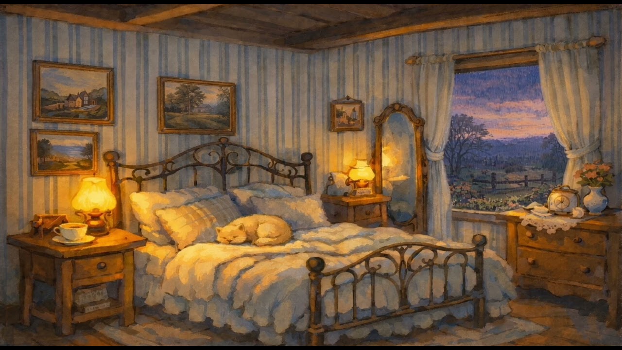 🌙 Cozy Rainy Cottage Bedroom 🕯️✨ Sleep Instantly with Soft Night Ambience & Gentle Jazz