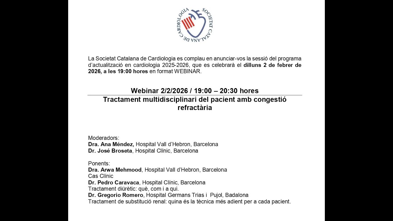 02/02/2026 Tractament multidisciplinari del pacient amb congestió refractària