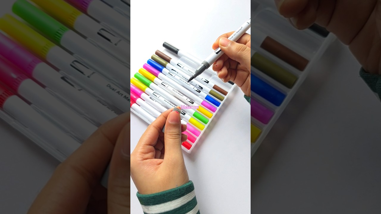 Unboxing dual tip brush pen ✨🖌️ #artsupplies #unboxing #review #art