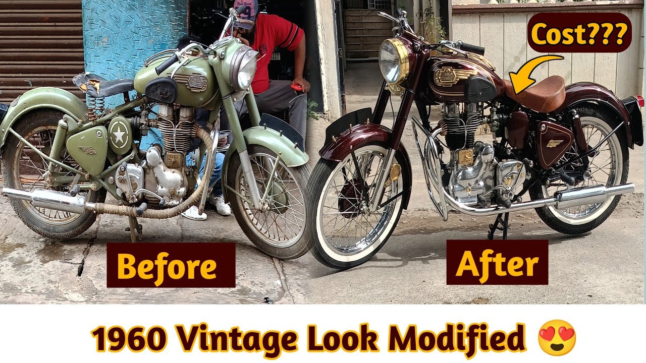Royal Enfield 1960 Vintage Look modified 😍|Full Process Video|#shahoo #youtube