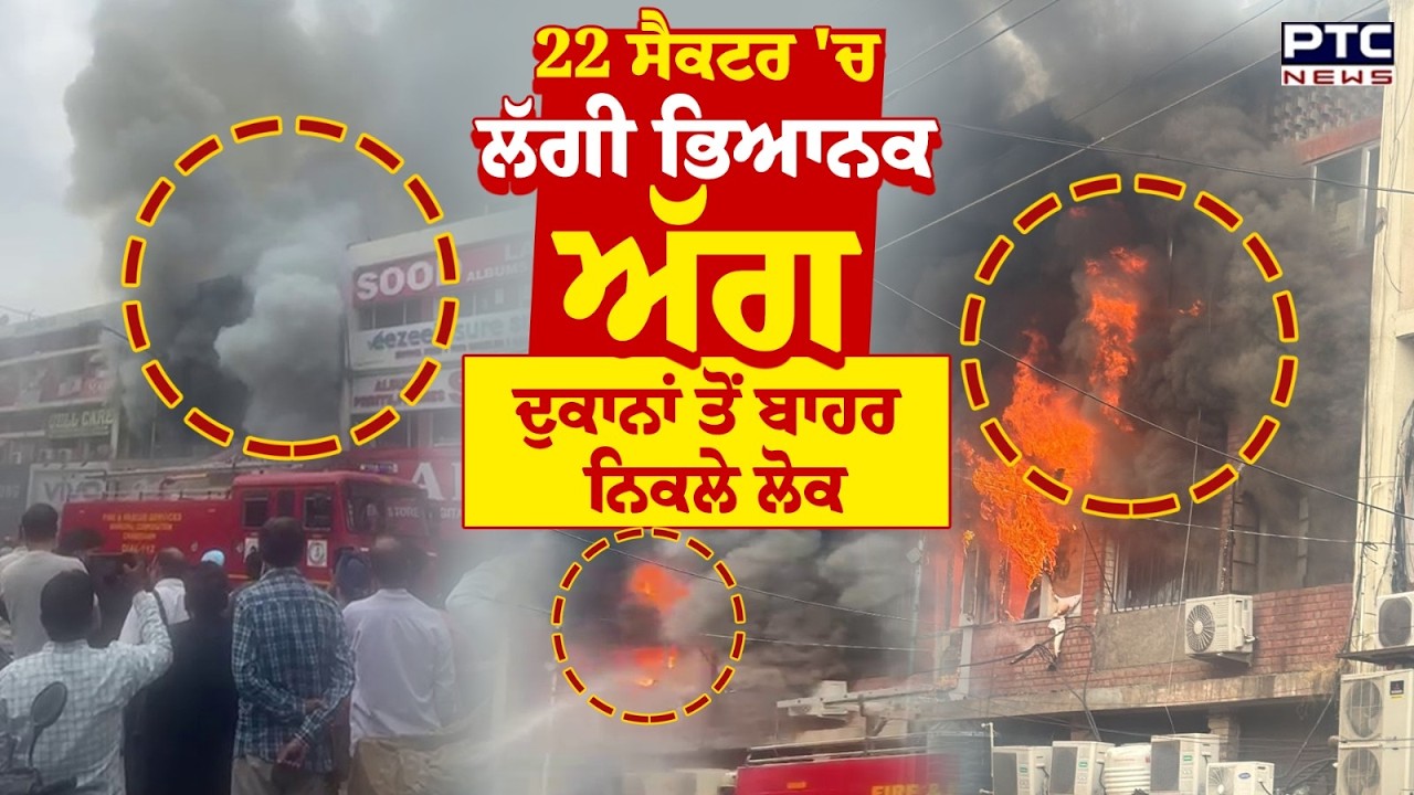 Chandigarh ਦੇ 22 Sector 'ਚ ਲੱਗੀ ਭਿਆਨਕ ਅੱਗ ਦੁਕਾਨਾਂ ਤੋਂ ਬਾਹਰ ਨਿਕਲੇ ਲੋਕ | Punjabi News