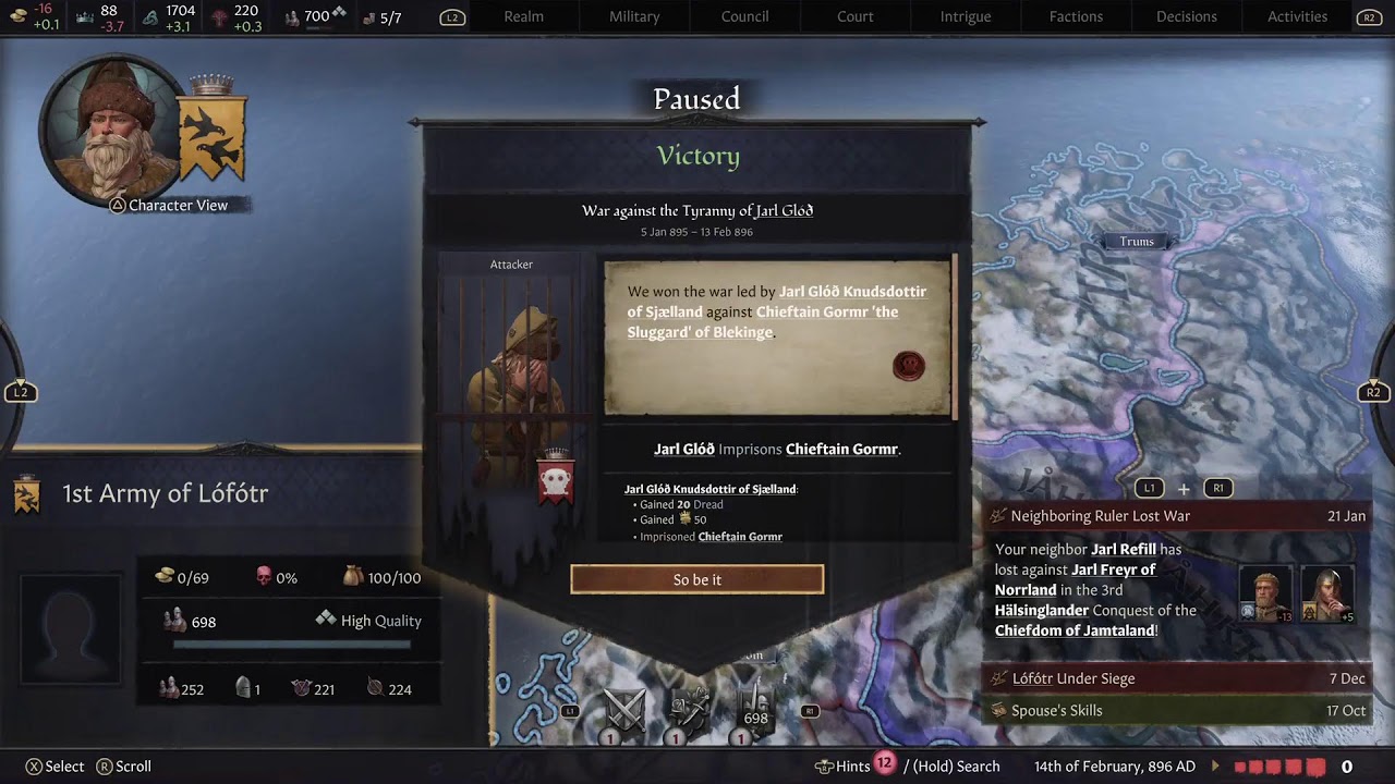 Crusader Kings 3, Chieftain Hrorekr 'the cruel', Chiefdom of Lofotr, af Torgar, 892, 03