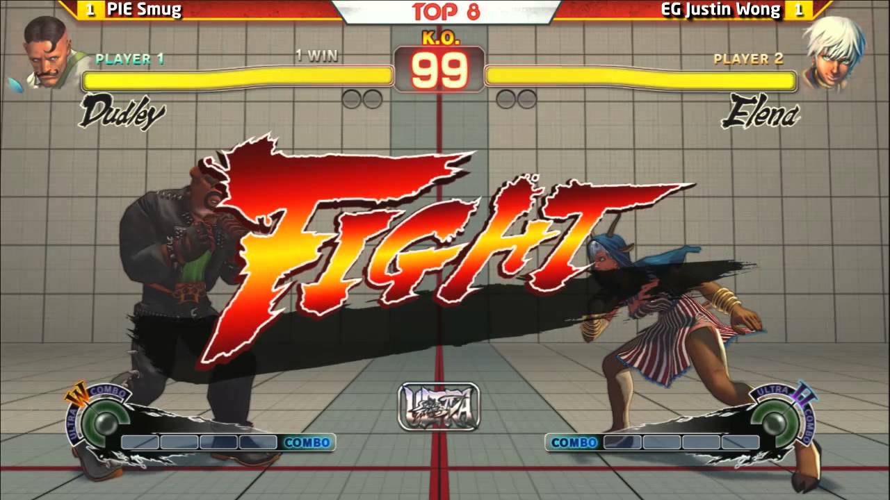 Defend the North 2015 - USF4 - Top 8 - PIE Smug (Dudley) vs EG Justin Wong (Elena)
