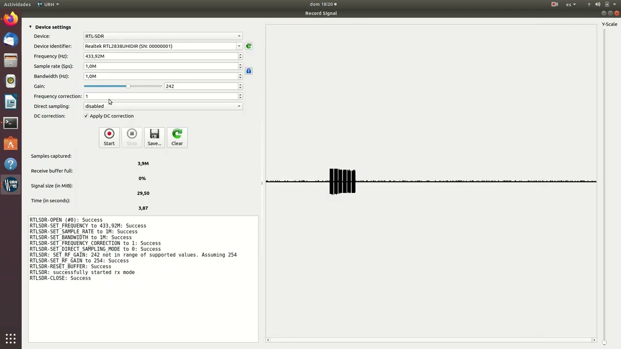TX signal with RTL-SDR (URH) and Evil Crow RF v2