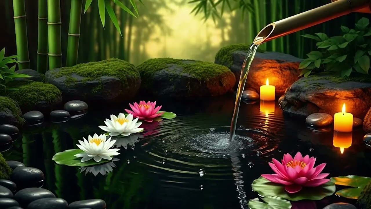 Relaxing Sleep Music + Bamboo Water Sounds 🌿 Deep Healing and Meditation Music, Relax Your Mind