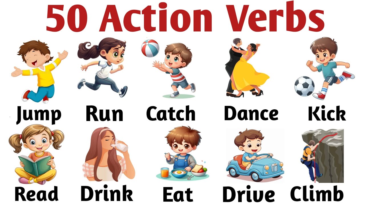 50 Common Action Verbs 🤾| Action verbs in english | Action Verbs English Vocabulary