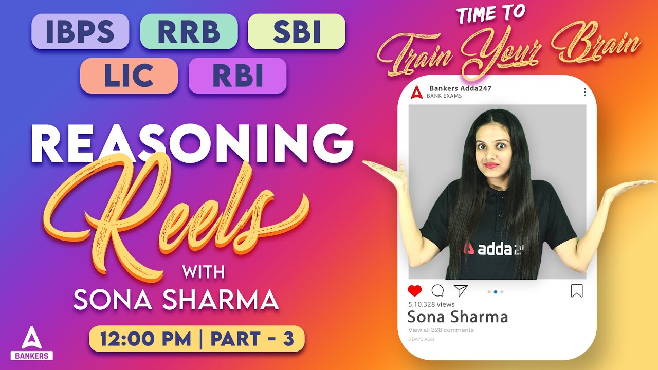 Reasoning Classes for Bank Exams #3 | Reasoning REELS with Sona Sharma | Reasoning for Bank Exams