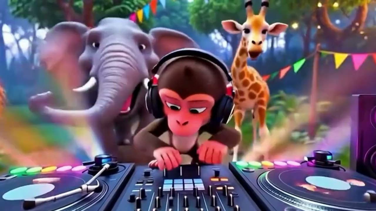 DJ Monkey Jungle Party | Funny Cartoon Story for Kids