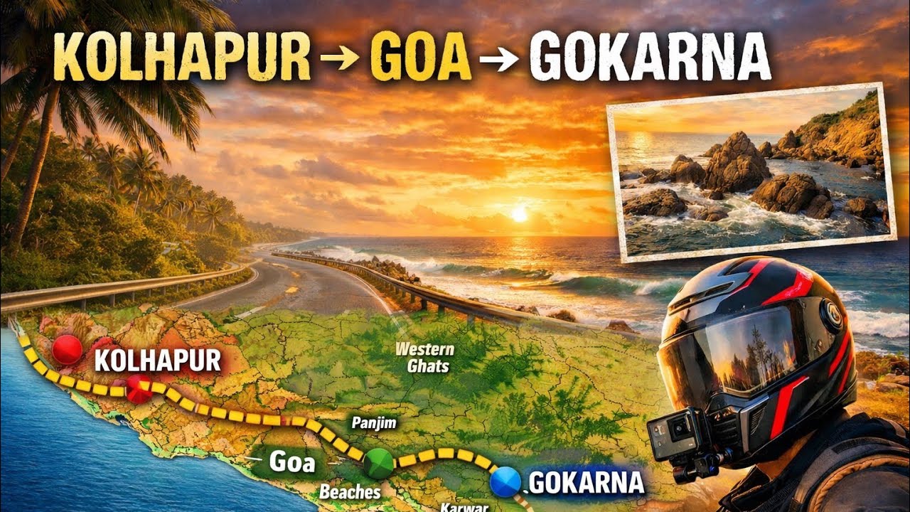 Kolhapur to Gokarna on Bike | Goa Route + Om Beach Sunset Magic