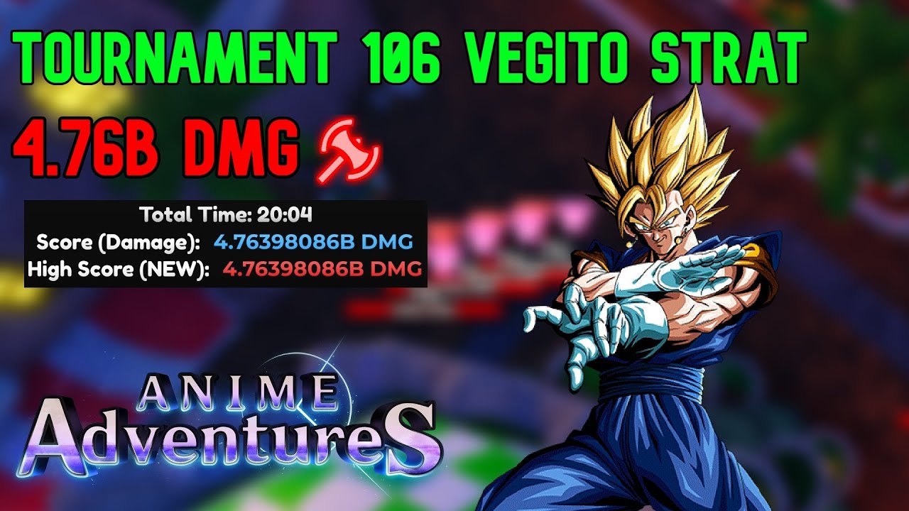 (VEGITO/NO BLEED STRAT) 4.76B DMG STRATEGY TOURNAMENT 106 | Anime Adventures