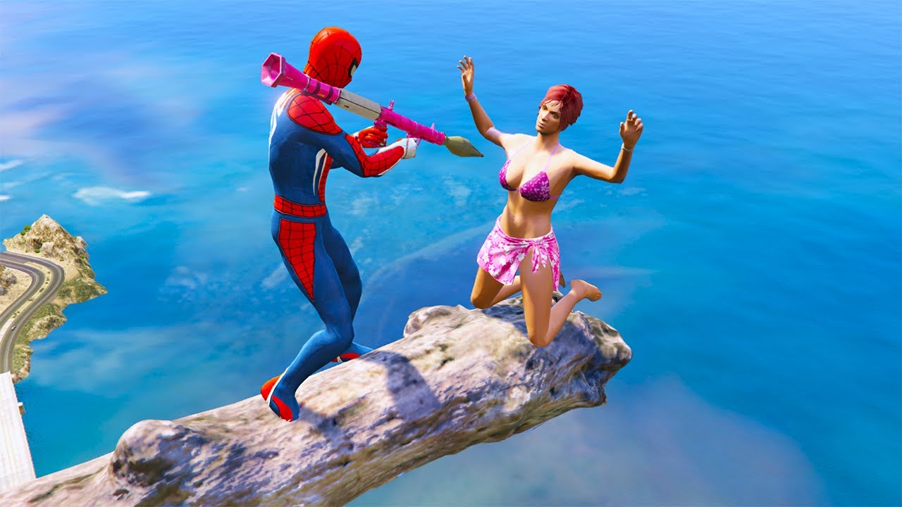 GTA 5 Crazy Ragdolls Red SPIDERMAN In Flooded Los Santos (GTA5 Euphoria Physics Funny Moments Fails)