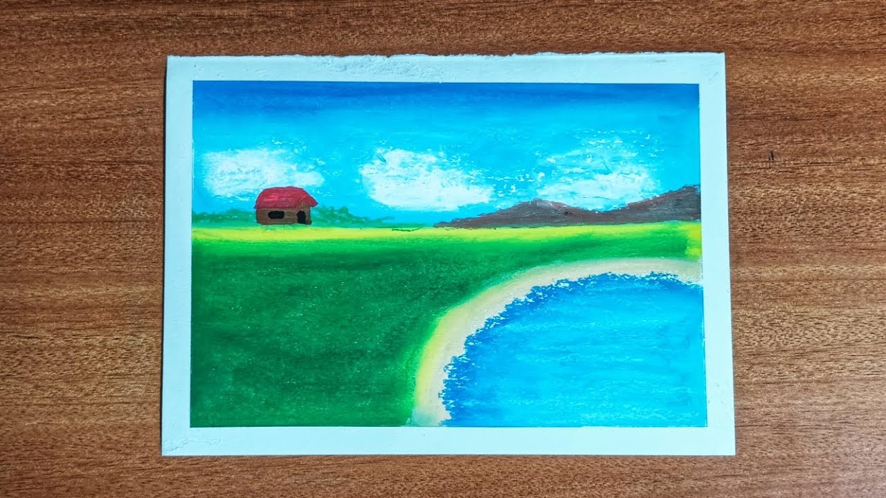 Easy Village Scenery Drawing With OilPastel 