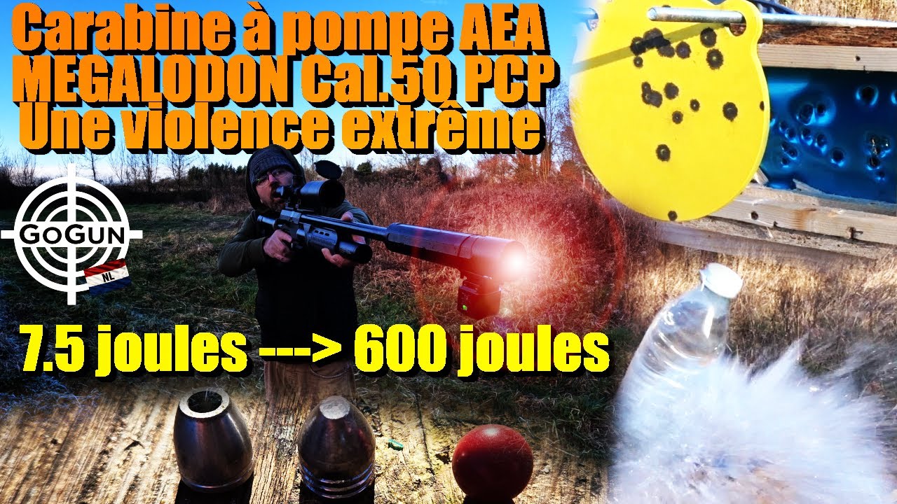 225 joules en défense ! Carabine AEA MEGALODON cal.50 à pompe ! Légitime défonce ...