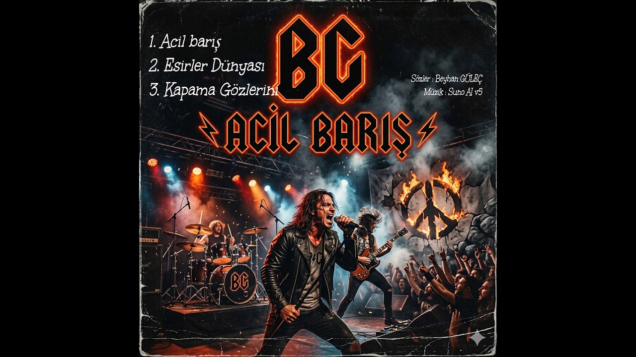 BG :ALBÜM  ACİL BARIŞ 2026 / HARD ROCK 1. Acil Barış - 2. Esirler Dünyası - 3. Kapama Gözlerini