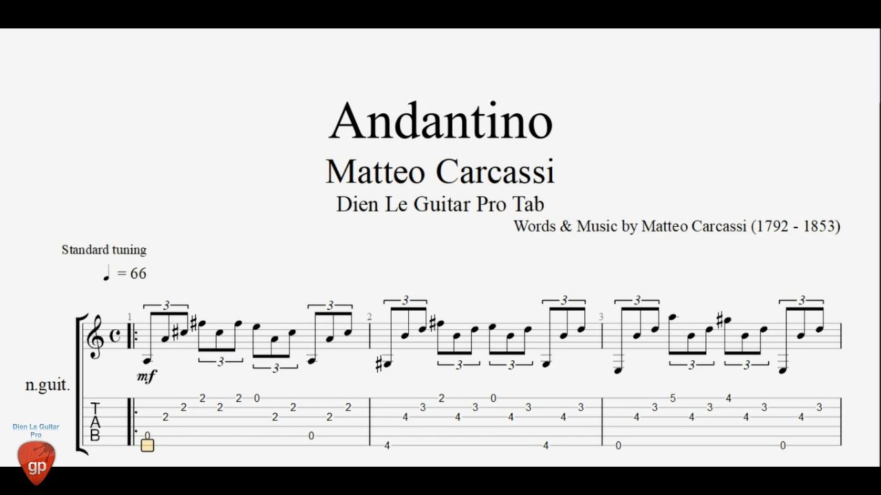 Matteo Carcassi - Andantino - Guitar Tabs