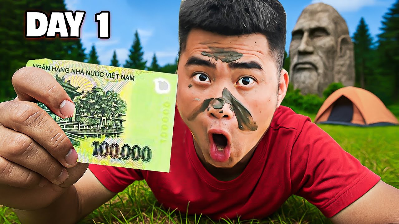 Gấu Đỏ TV - Thử Thách Sinh Tồn Với 100k Trong Rừng Sâu Ngày 1
