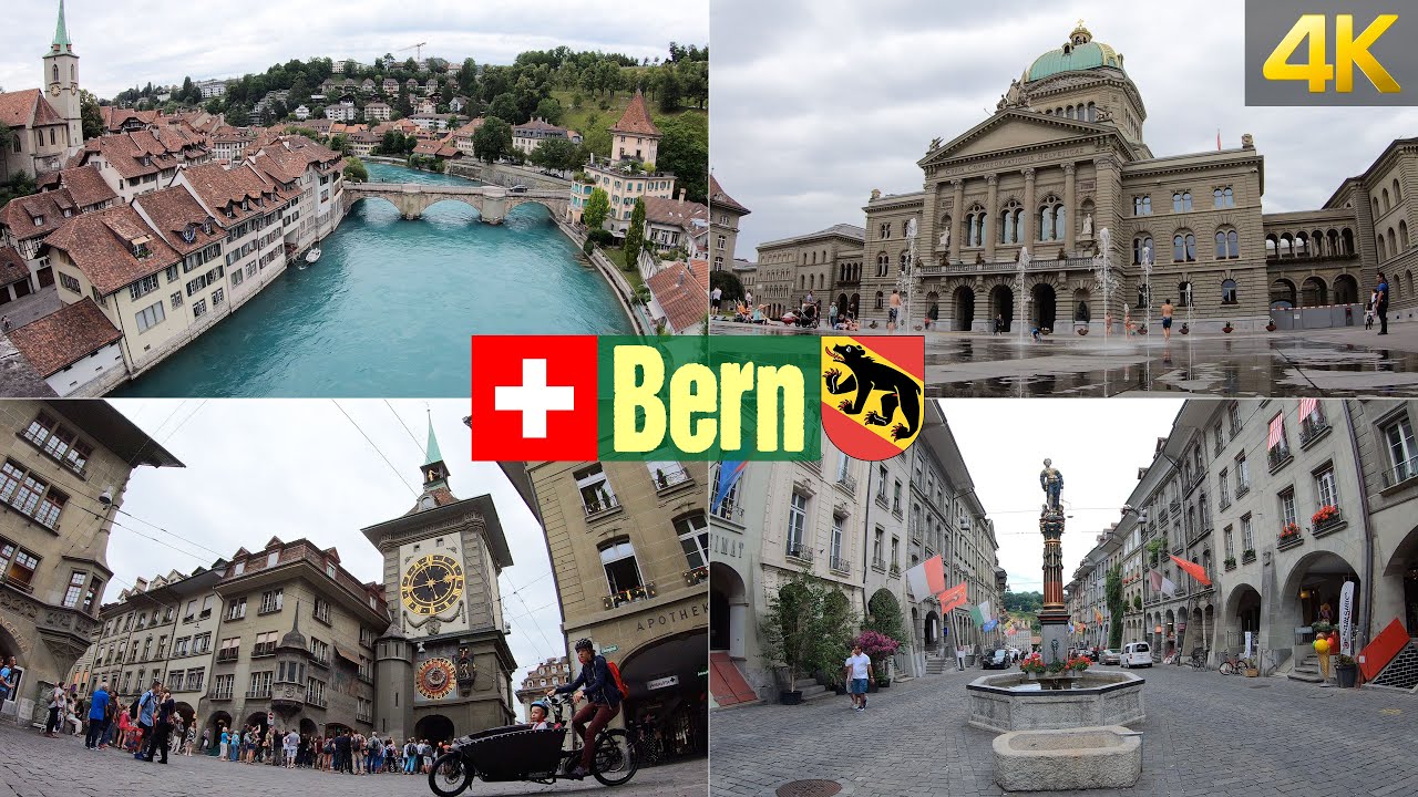 Walking through the Old City of Bern Switzerland in 4K