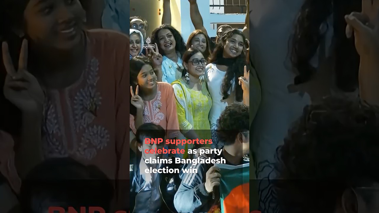 BNP supporters celebrate as party claims Bangladesh election win | AJ #shorts