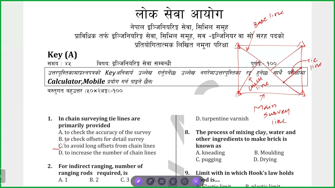 Locksewa Question Civil Sub Engineer 5th level