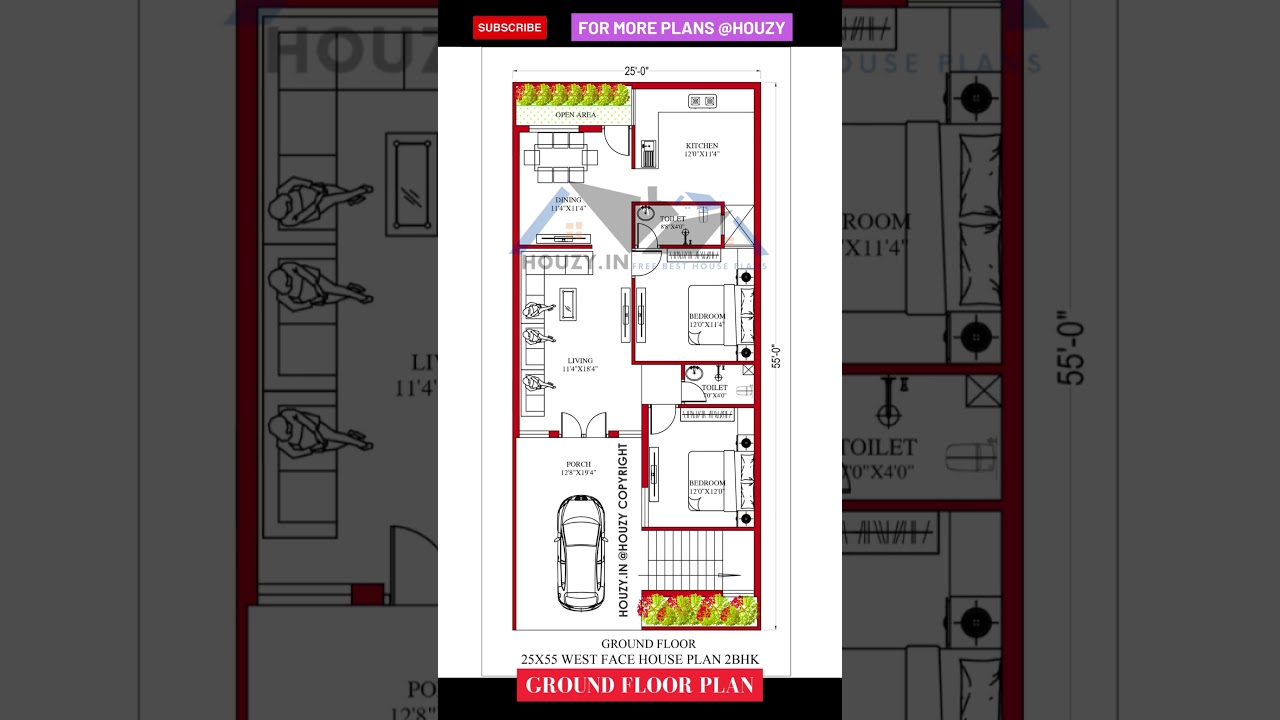 25x55 West Face House Plan #houzy #house #home #3dhouseplan #3dhouse #3d #carparking #westface