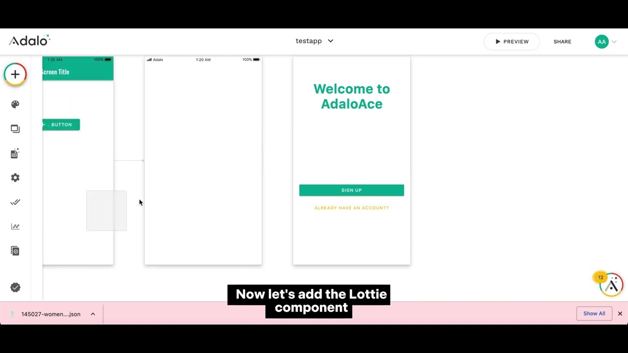 How to add Lottiefiles Animation to Adalo