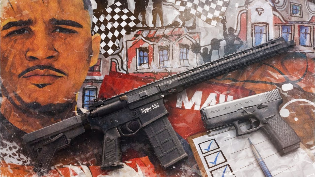 Ruger 556 with Magpul upgrades Glock 43x Glock 17