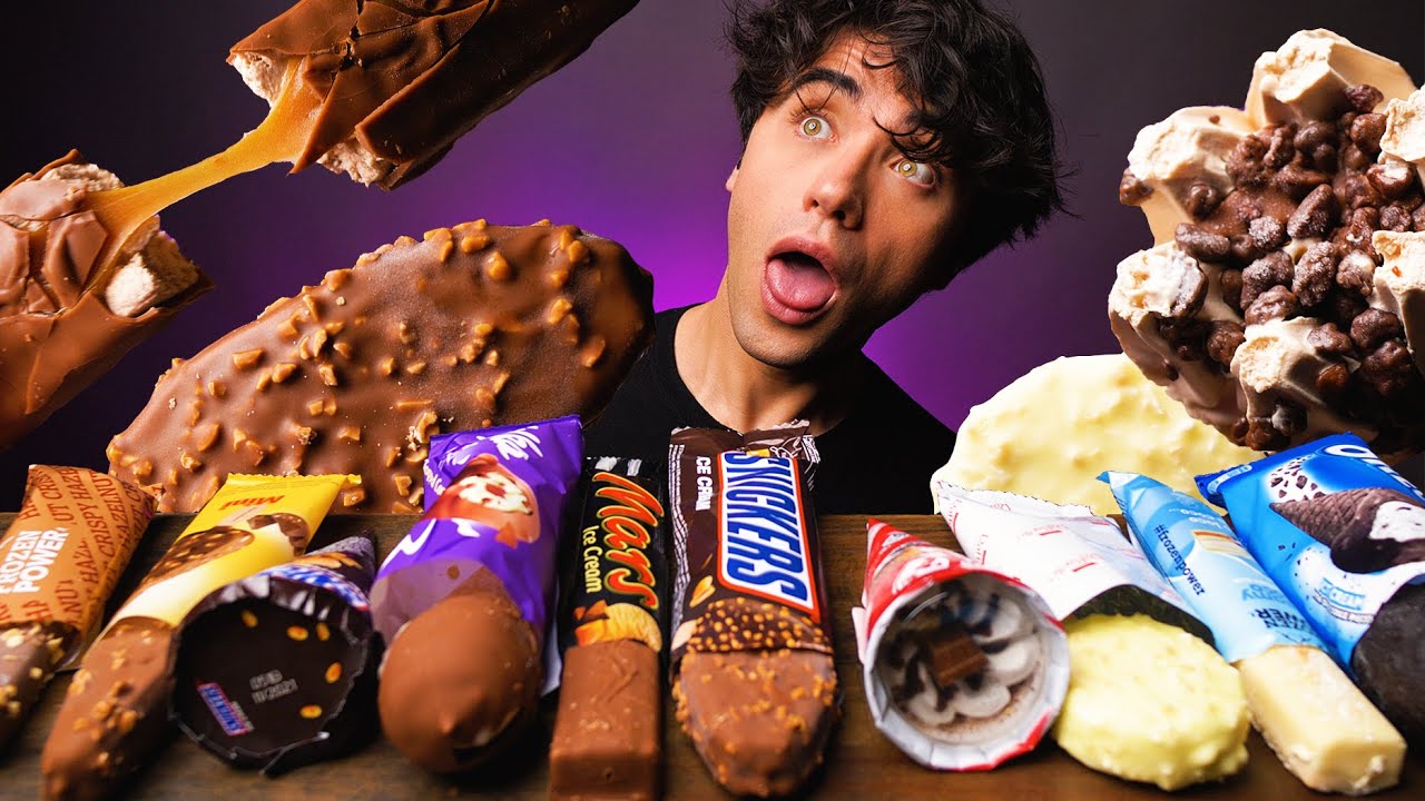 ASMR CANDY ICE CREAM BARS (SNICKERS, MILKA, MARS, OREO, KITKAT) CHOCOLATE PARTY DESSERT MUKBANG 먹방