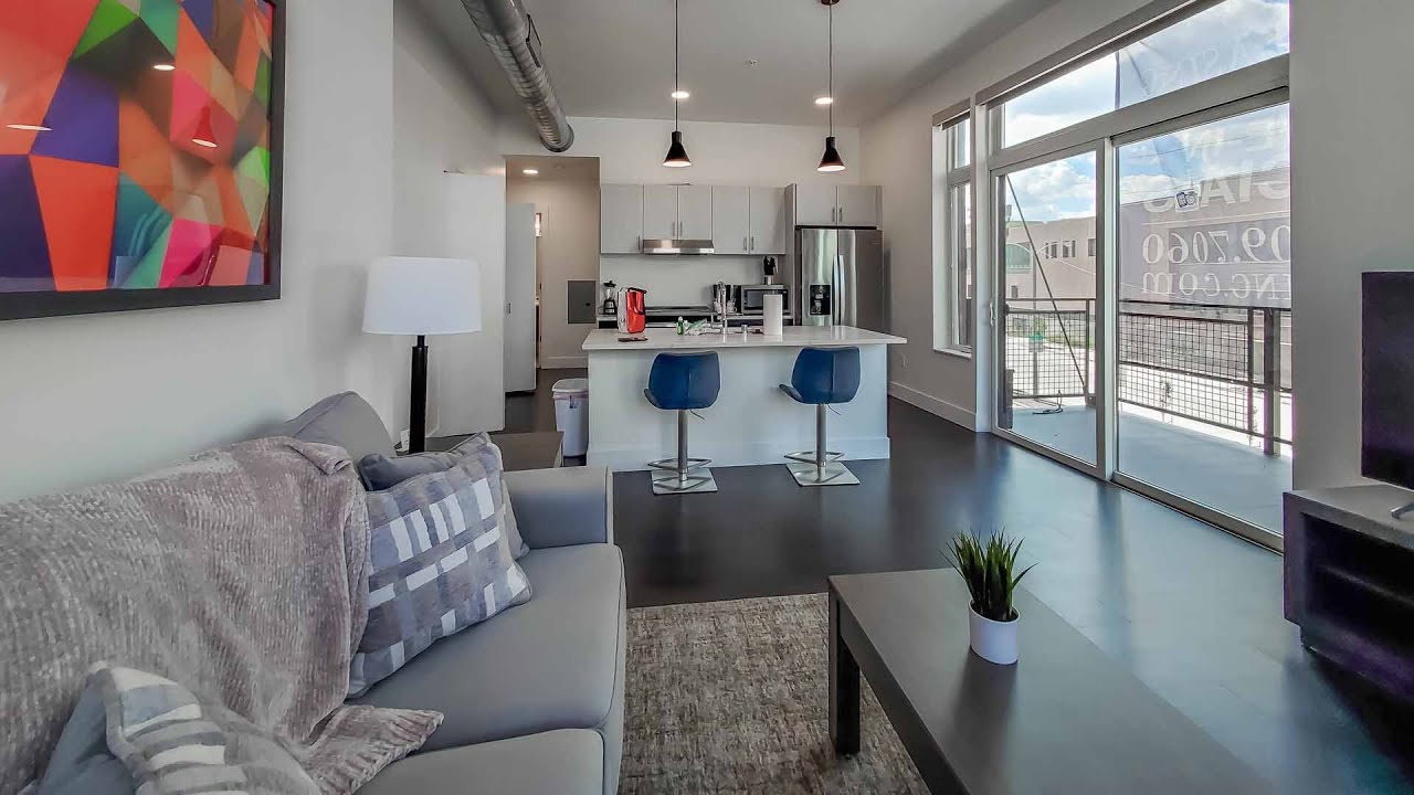 A short-term furnished 2-bedroom #201 at Milwaukee's 550 Ultra Lofts