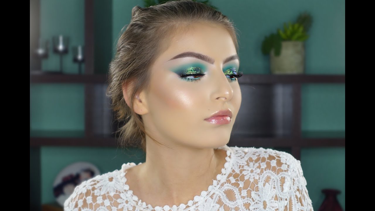 Emerald green glitter glam / Makeup Tutorial