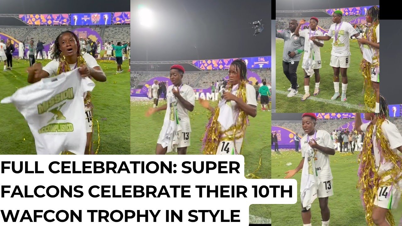 Wafcon finals: Full Celebration Super Falcons Celebrate their Wafcon trophy win against Morocco
