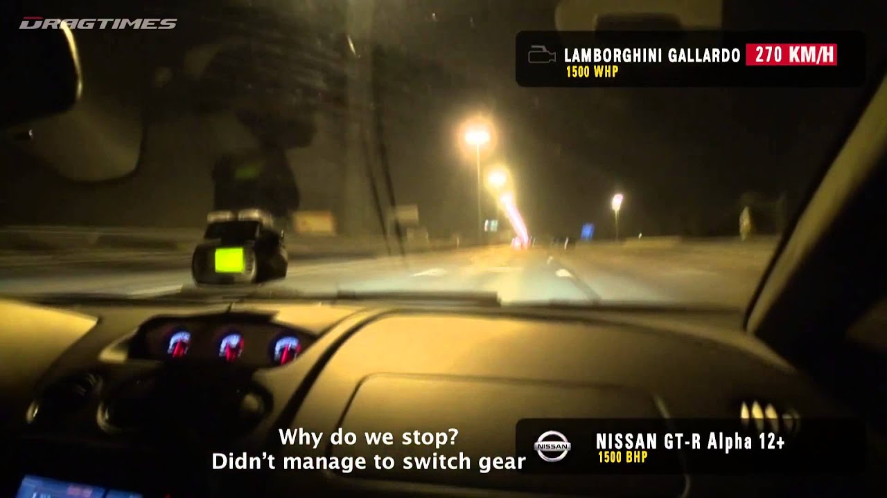 Nissan GT-R vs. Lamborghini Gallardo Nera Twin Turbo (Street Racing - Over 360km/hr!)