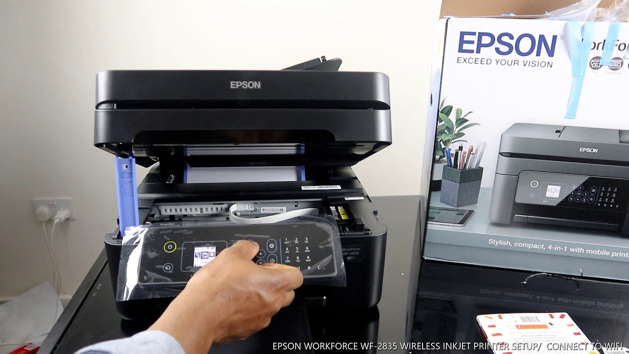 EPSON WORKFORCE WF 2835 WIRELESS INKJET PRINTER SETUP / CONNECT TO WIFI