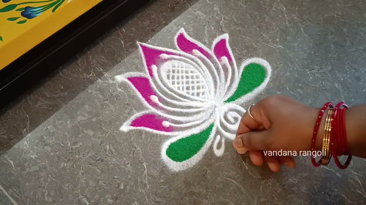 Diwali special border rangoli | Friday rangoli | Lotus rangoli | Festival rangoli | Door rangoli
