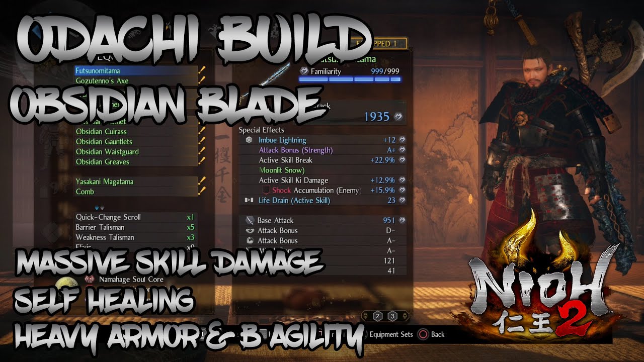 Nioh 2 - Odachi Build - Obsidian Blade