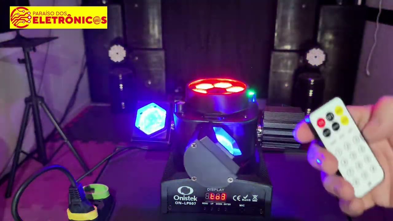 Canhão Moving Refletor RGBW Lasers Strobo Rgb Dmx Bivolt Com Controle dicas como usa modelo: ONLP507
