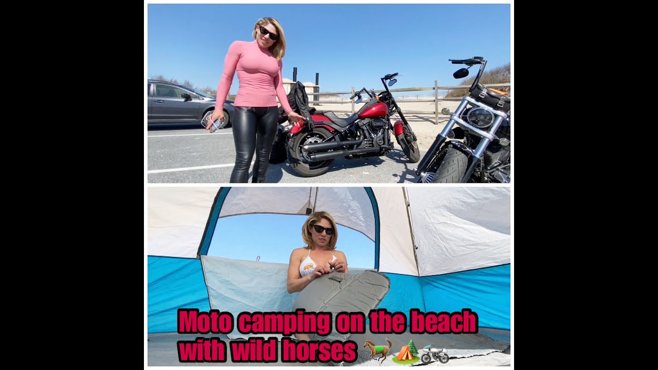 Motocamping on the Beach with Wild Horses!