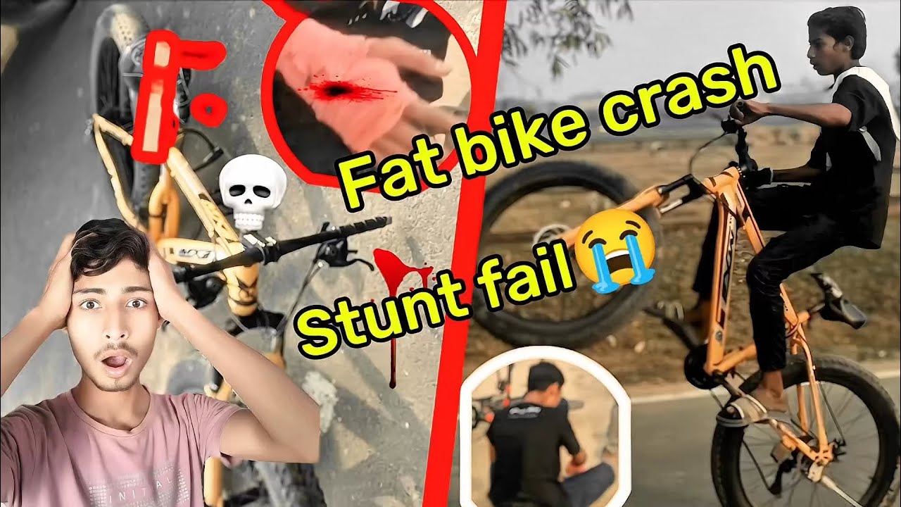 Fat bike crash ⚠️ stunt fail 😭 video end Tak dekhiae like kar do please 🙏🏻 @aryanrider360