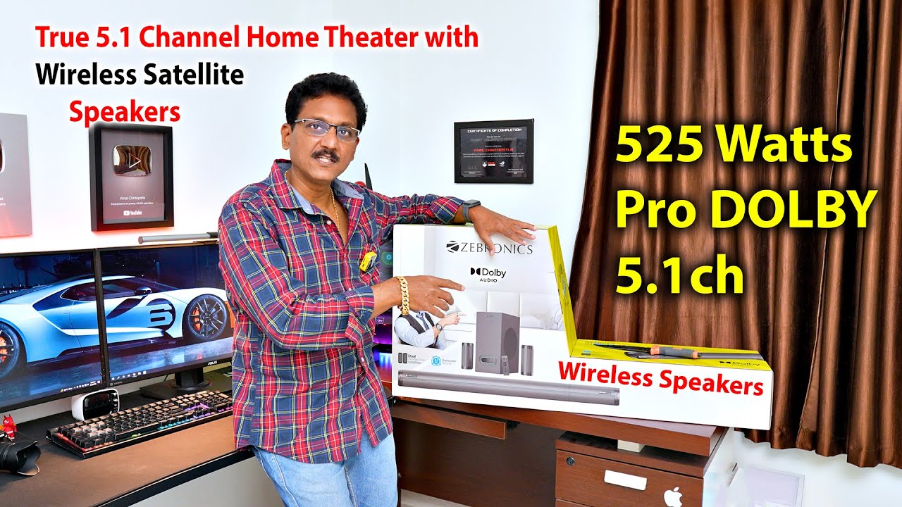5.1ch Dolby Home Theater with Wireless Satellite Speakers Unboxing in Telugu...