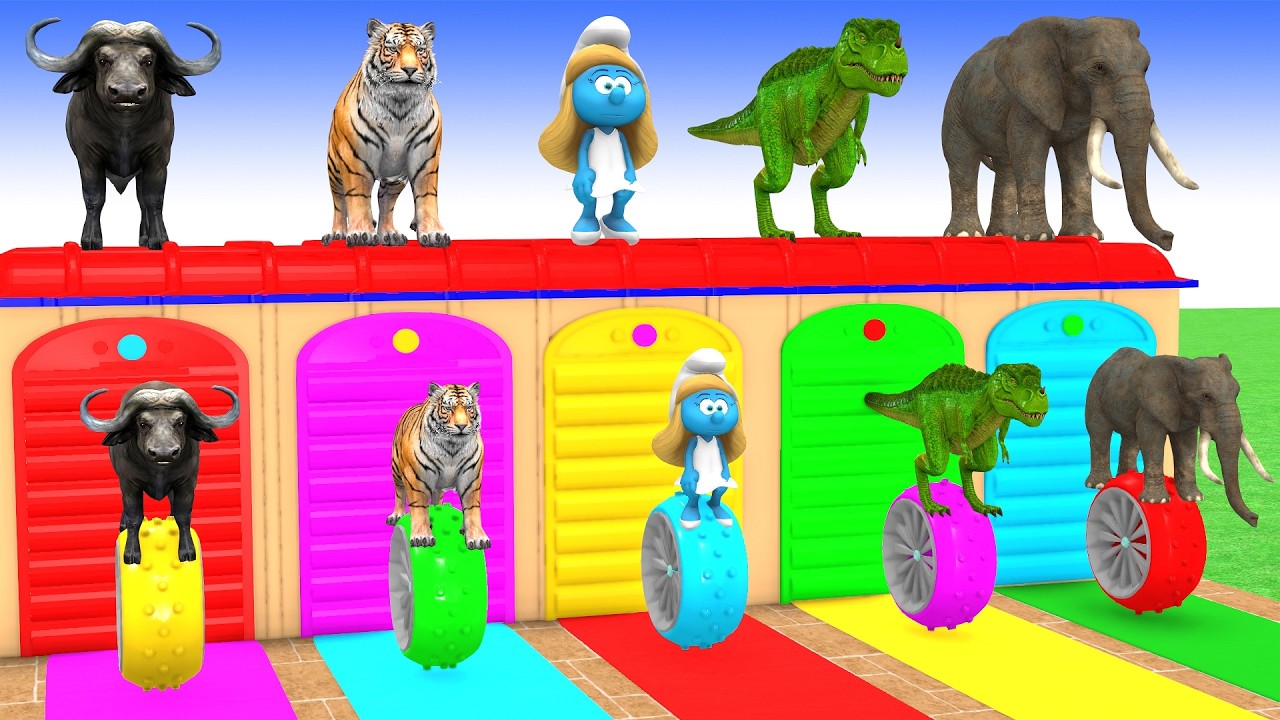 Long Slide Game With Cow Elephant Gorilla Hippopotamus Tiger 3d Animal Game Funny 3d Animals