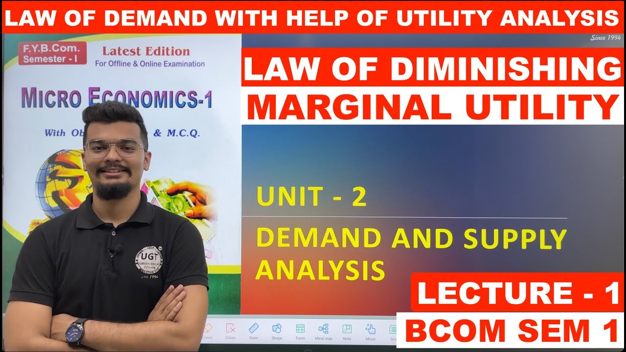 Law of Demand with help of Utility Analysis | LAW OF DIMINISHING MARGINAL UTILITY | Lecture 1 | UGT