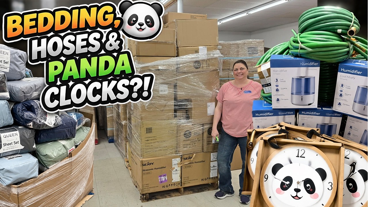 Bedding, Hoses & PANDA Clocks?! This Pallet Was All Over the Place! 🐼