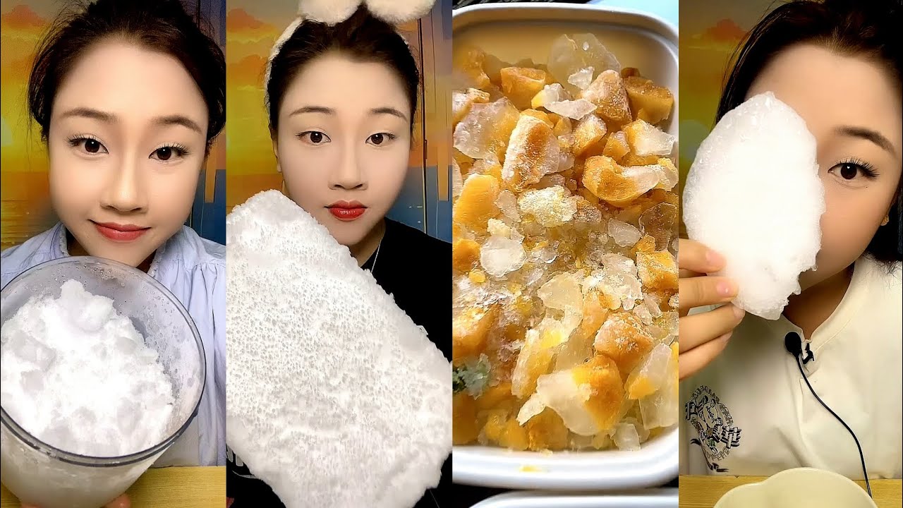 LZM / ASMR THIN ICE EATING MUKBANG / WHITE ICE / SHAVED ICE / ICE CUBES 