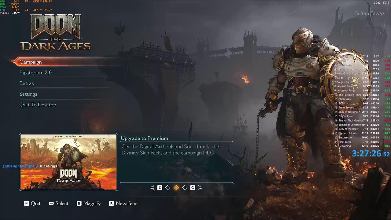 DOOM: The Dark Ages Nightmare 100% Speedrun in 3:27:26