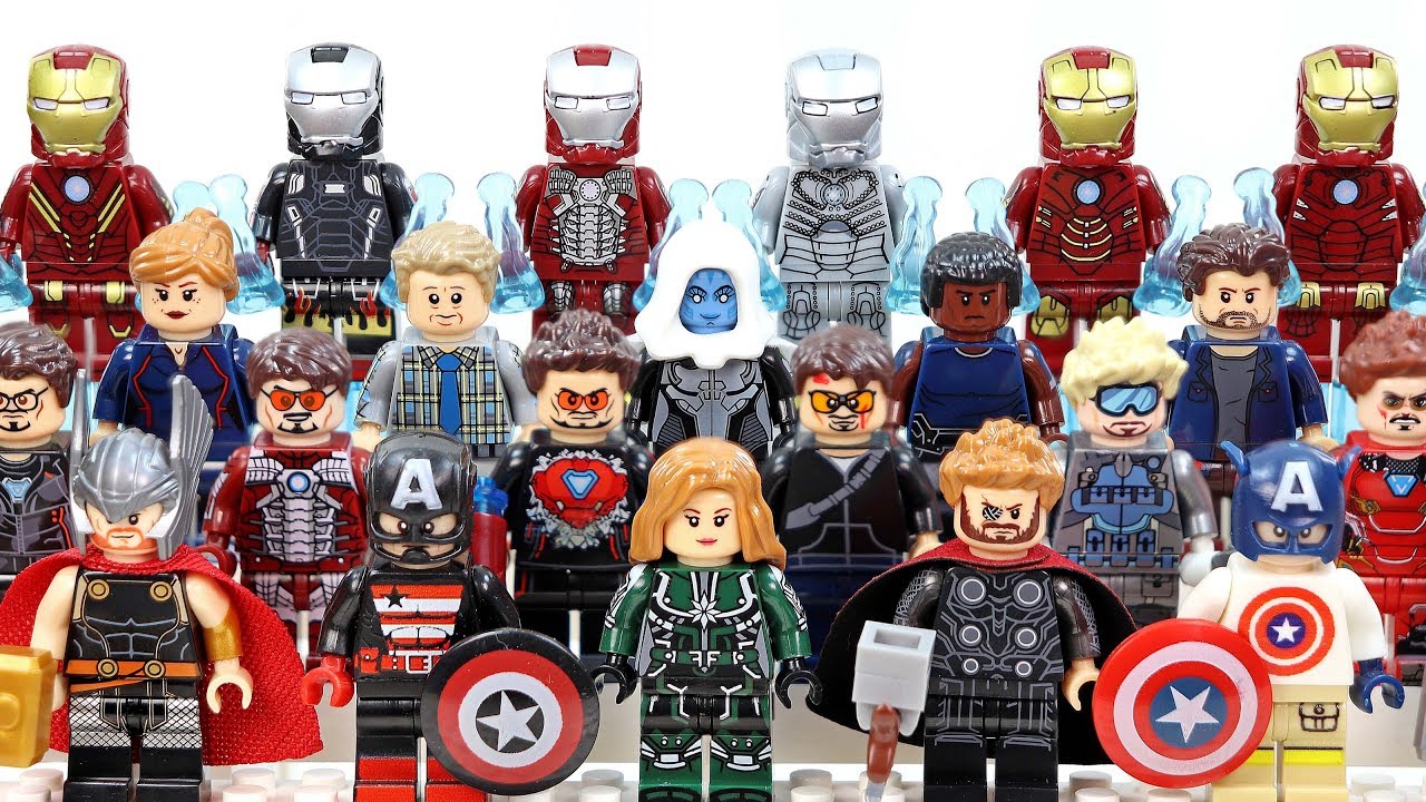 Captain Marvel Iron Man Thor & Captain America Avengers Assemble Unofficial LEGO Minifigures