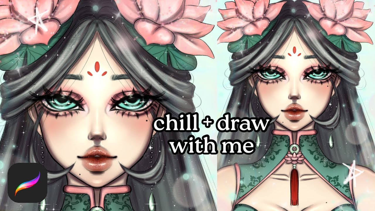 [ draw with me ] lotus princess ★ procreate painting process 