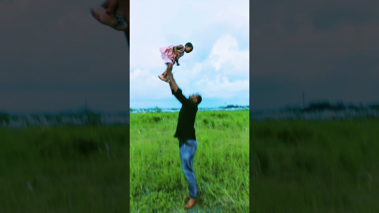 Father catching the baby after through to the sky,  baby jump, kids jumping, Baby Jumping